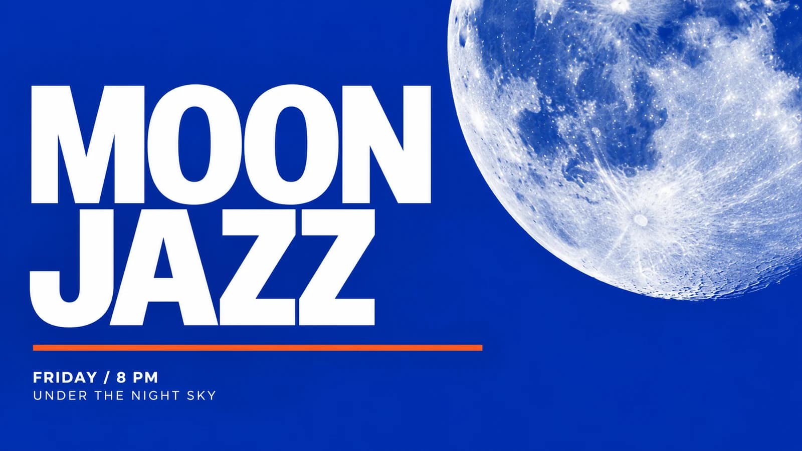 Ultramarine MOON JAZZ concert poster with a cropped moon photograph